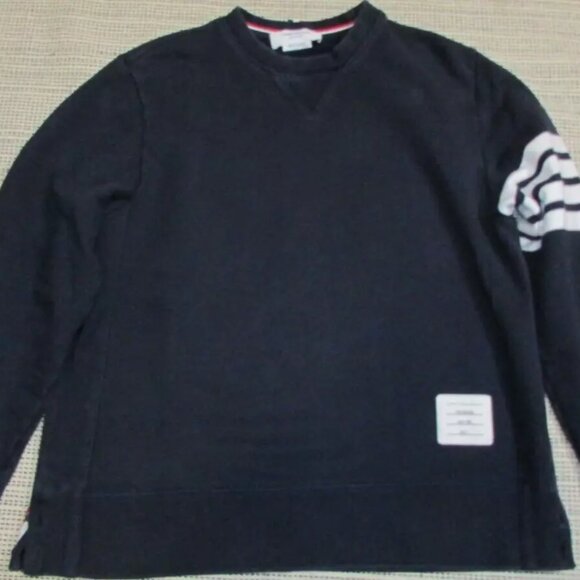 Thom Browne Navy Classic 4-Bar stripe Loopback Sweatshirts Size 4 L/XL - Picture 7 of 11